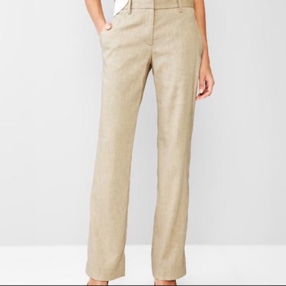 Gap Pants - Gap Perfect Trouser Linen Blend Beige Pants Sz 6 Long